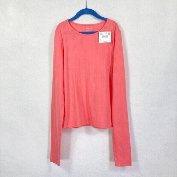 American Eagle Eyelet Cutout T-Shirt Flirty School Feminine Boho Barbie NWT S - Picture 1 of 4